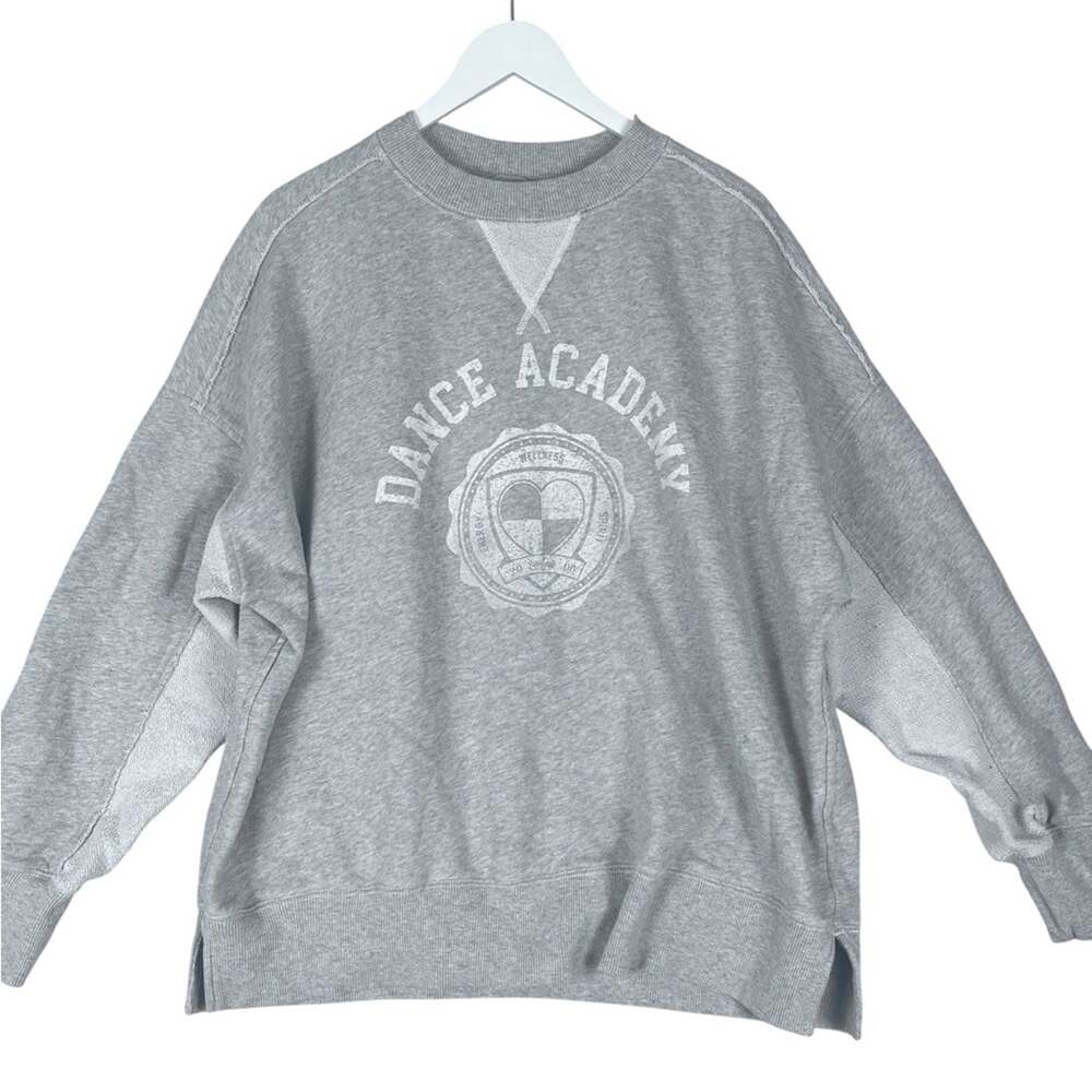 Aerie Big Chill Crew Sweatshirt Women Medium Dance Academy Grey Fleece Oversized